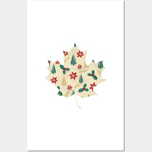 Christmas Retro Floral Pattern Posters and Art
